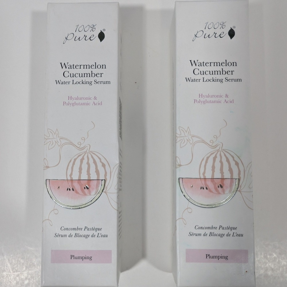 100% Pure Watermelon Cucumber Water Locking Serum Hyaluronic Acid 1oz (Lot of 2)
